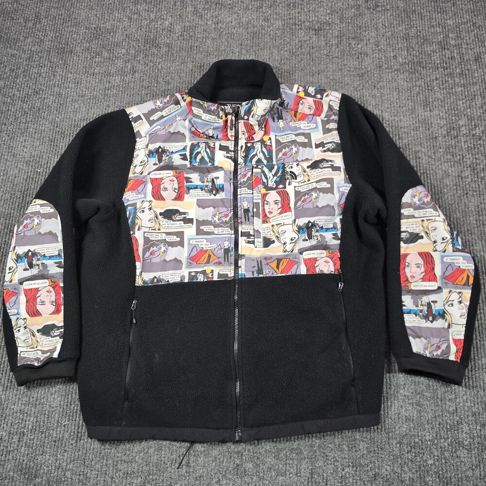 The North Face Jacket Womens 3XL Black Comic Panel Fleece Polartec Full Zip